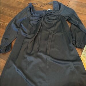 Elegant Dark Blue Satin Dress